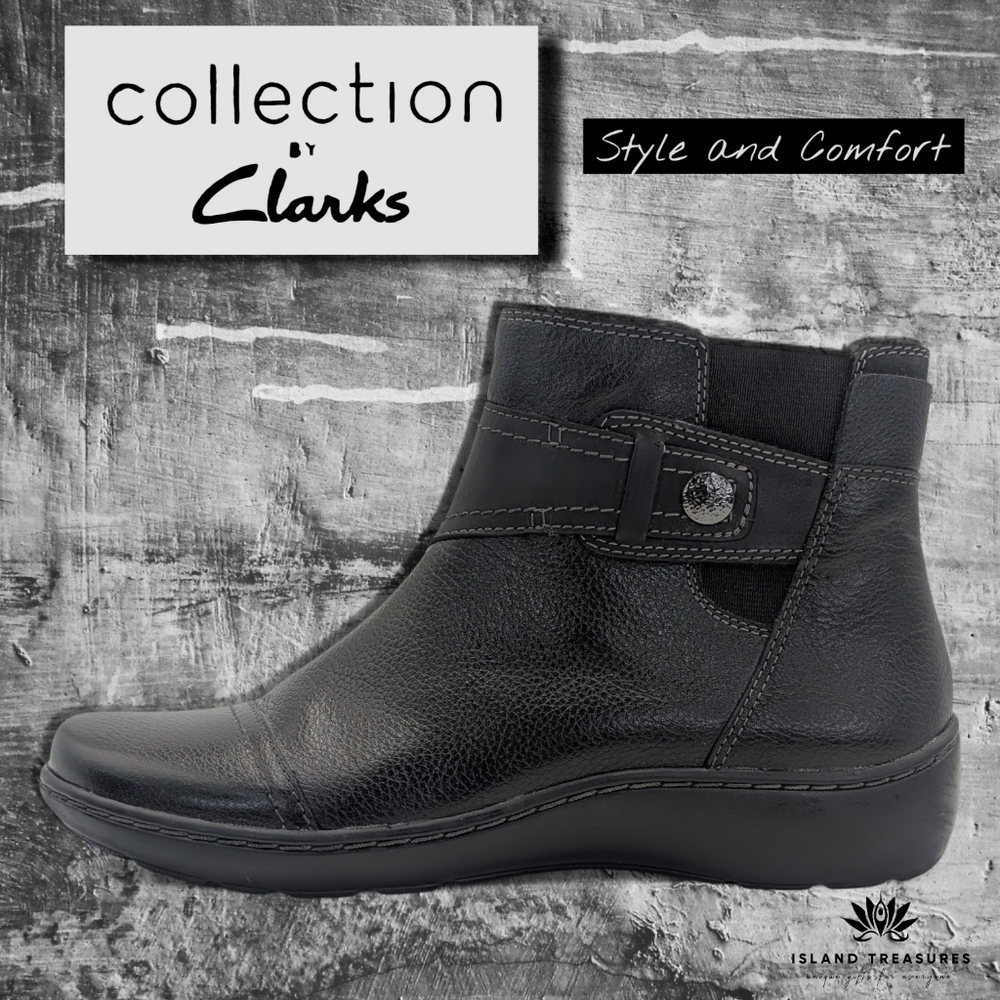 Clarks Cora Tropic Sz  Leather Ankle Boots